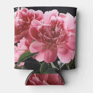 Peony Bouquet Closeup: Pink Red Can Cooler