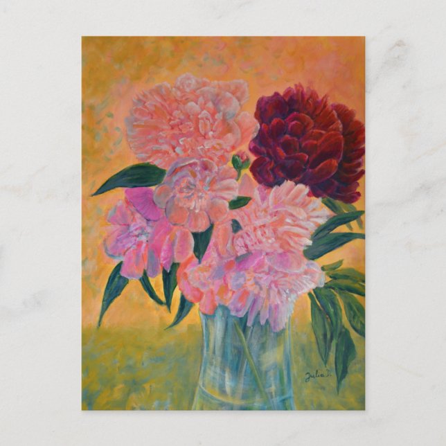Peony Bouquet Painting   Postcard (Front)