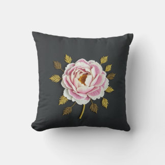 Peony Bouquet Silk Embroidery Throw Pillow