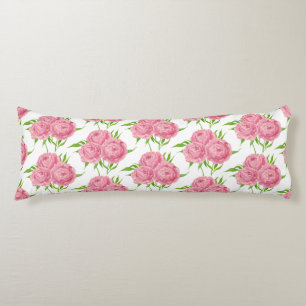 Peony bouquet watercolor pattern body pillow