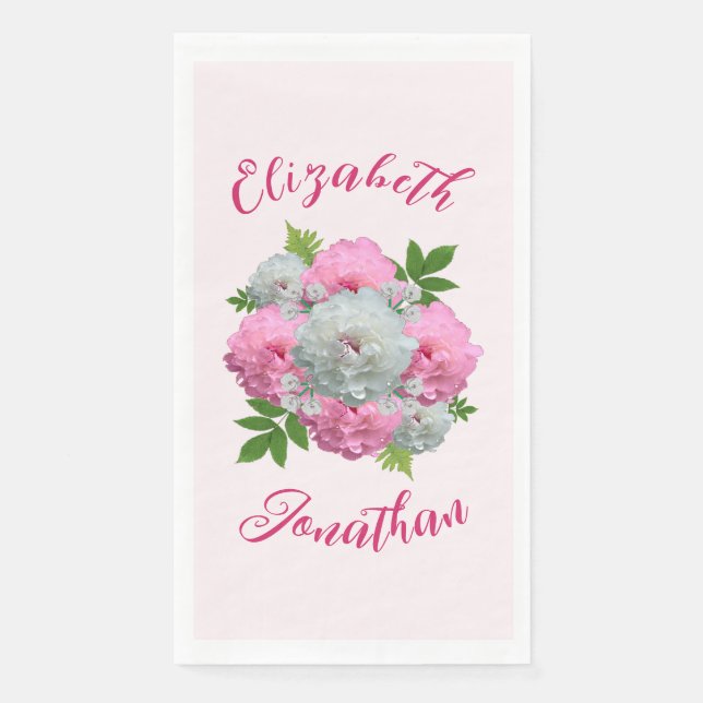 Peony Bouquet Wedding Napkin (Front)