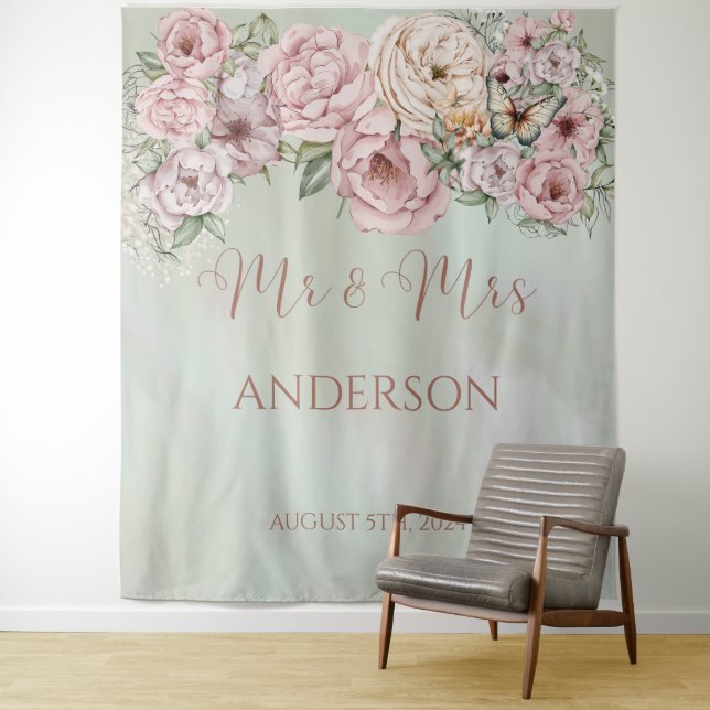 Peony Bouquet Wedding Tapestry (In Situ)