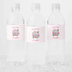 Peony Bouquet Wedding Water Bottle Label