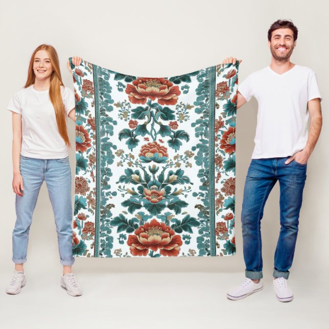 Peony Brocade Fleece Blanket (In Situ)