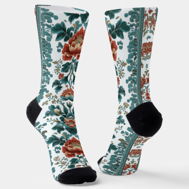 Peony Brocade Socks (Angled)