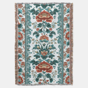 Peony Brocade Throw Blanket