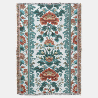 Peony Brocade Throw Blanket