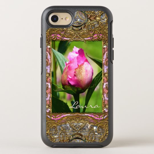 Peony Bud Elegant Floral Monogram Girly OtterBox Symmetry iPhone 8/7 Case