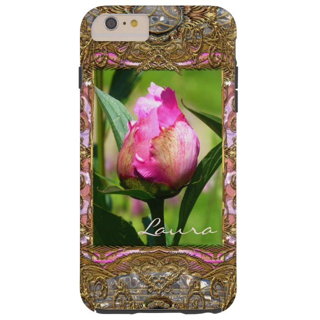 Peony Bud Monogram Girly Case-Mate iPhone Case (Back)