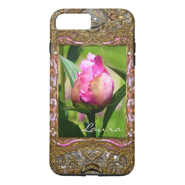 Peony Bud Monogram Girly VII Case-Mate iPhone Case (Back)