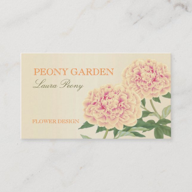 Peony Business Card (Orange) (Front)