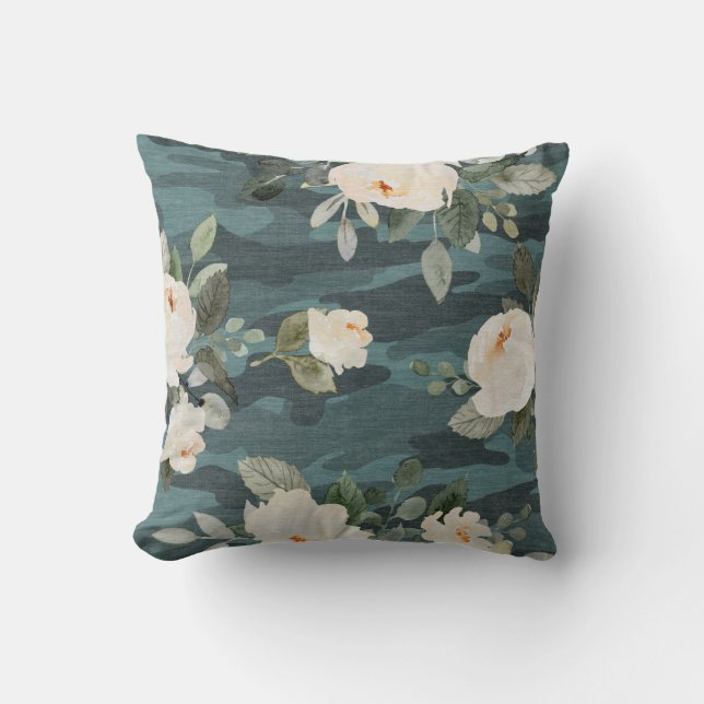 Peony Camo Throw Pillow (Front)