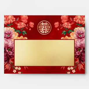 Peony Chinese Wedding Gold Red  Envelope