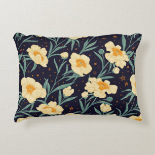 Peony Claire de Lune plants seamless pattern. Hand Accent Pillow