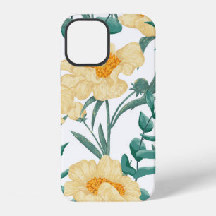 Peony Claire de Lune plants seamless pattern. Hand iPhone 12 Case