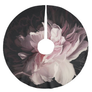 Peony Dark Wall: Painted Flower Design Brushed Polyester Tree Skirt