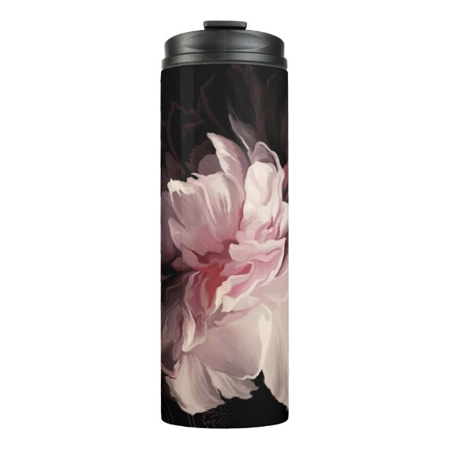 Peony Dark Wall: Painted Flower Design Thermal Tumbler (Front)