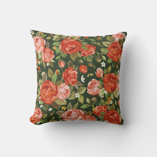 Peony Elegance: Graphic Floral Wallpaper. Throw Pillow (Front)