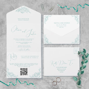 Peony Elegance Wedding All In One Invitation