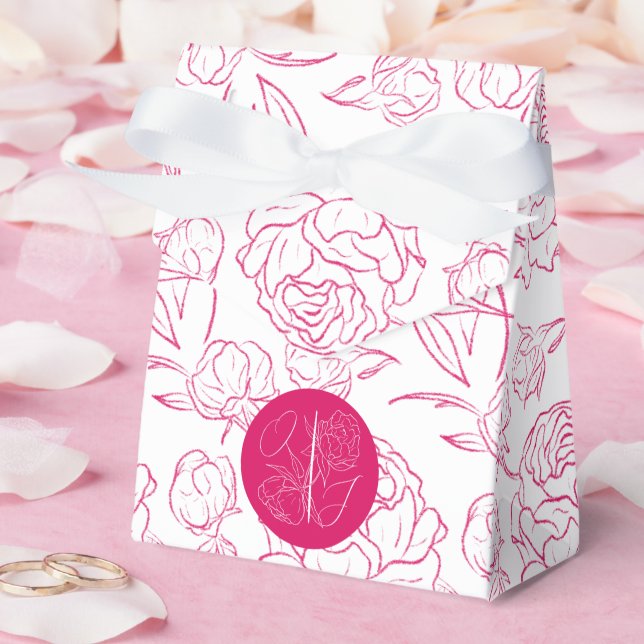 Peony Elegance Wedding Favor Box (Wedding)