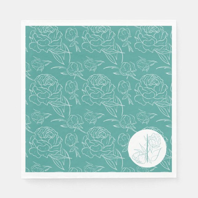 Peony Elegance Wedding Napkins (Front)