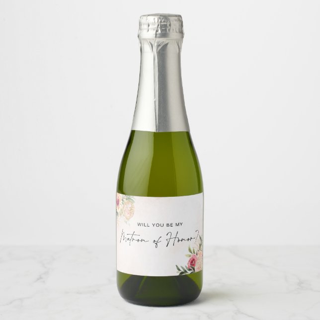 Peony et Gold Bloom Matron of Honor Wine Étiquette (Devant)