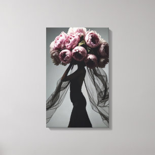 Peony Fashion Portrait  Canvas Print