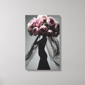 Peony Fashion Portrait Canvas Print