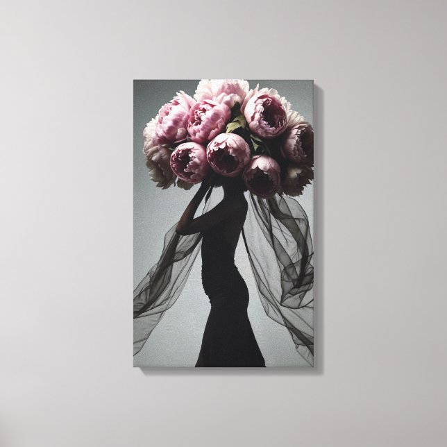 Peony Fashion Portrait  Canvas Print (Front)