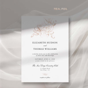 Peony Floral Art Sketch Rose Gold Classic Wedding