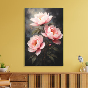 Peony Floral Artwork Canvas Print