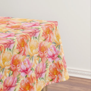 Peony Floral Cotton Tablecloth
