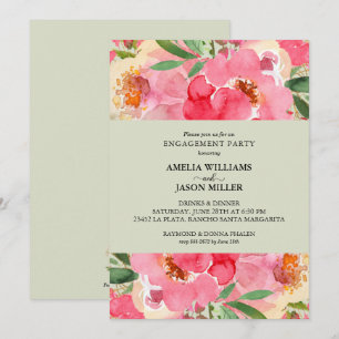 Peony Floral Engagement Party Invitation