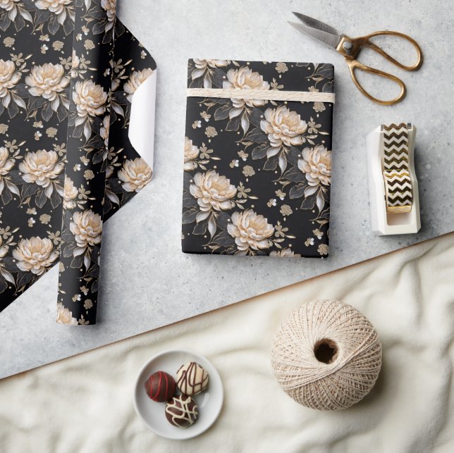 Peony floral flower pattern elegant luxurious wrapping paper (Crafts)