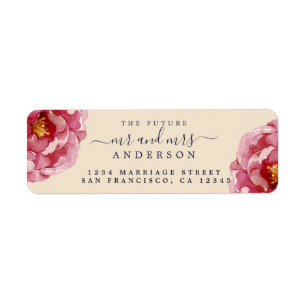 Peony Floral Future M. Mme Mariage Retour Adresse