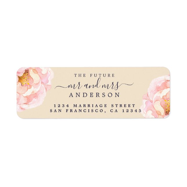 Peony Floral Future Mr Mrs Wedding Return Address (Front)