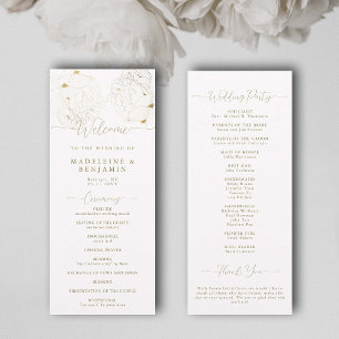 Peony Floral Gold Lace Elegant Wedding Program