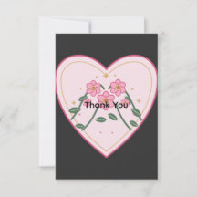 Peony Floral Heart Thank You Card Template