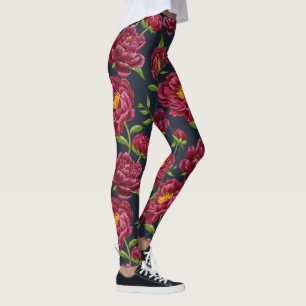 peony floral leggings