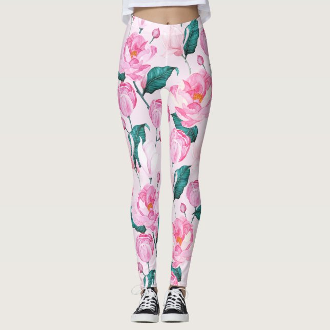 peony floral leggings (Front)