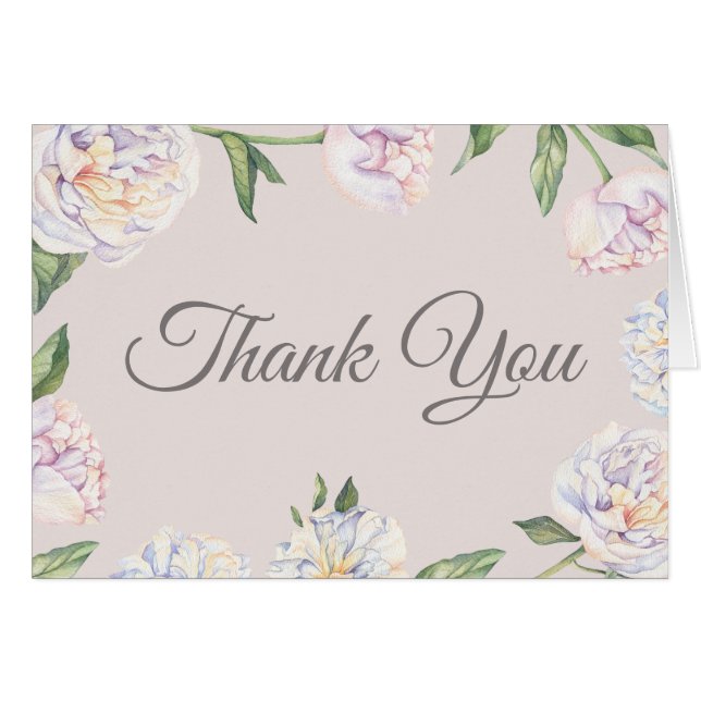 Peony Floral Mauve Thank You Card (Front Horizontal)