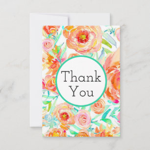 Peony Floral Merci Cartes