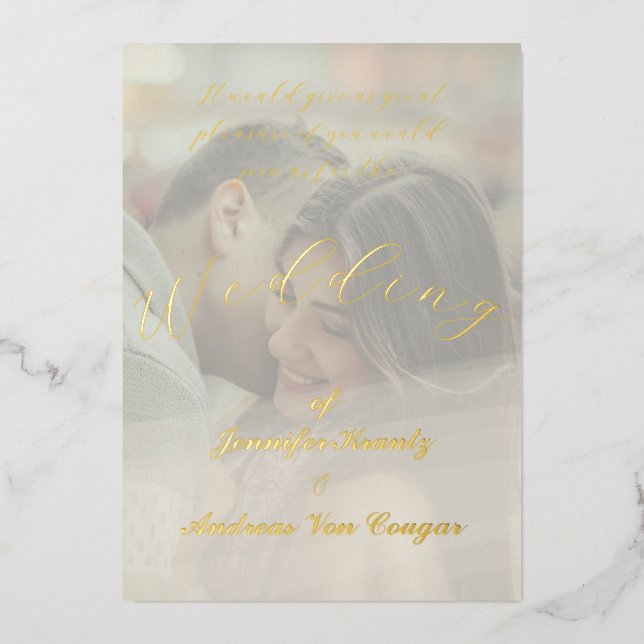 Peony Floral Photo Mariage Foil Invitation (Recto)