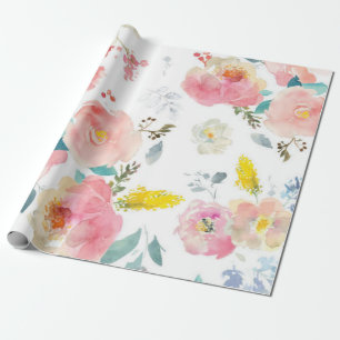 Peony floral Pink Pattern Antique Weddings Wrapping Paper