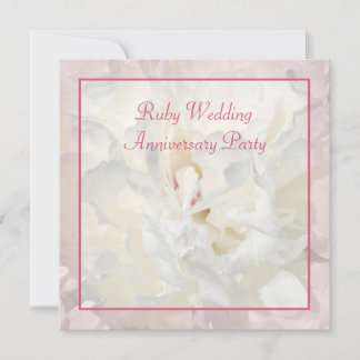 Peony floral ruby wedding invitation