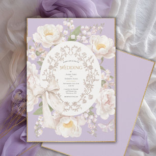 Peony Floral Vintage Elegant Purple Wedding Invitation
