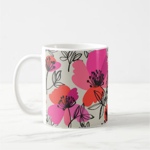 Peony Floral Vintage Seamless Pattern. Coffee Mug