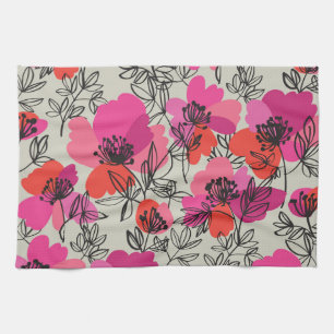 Peony Floral Vintage Seamless Pattern. Kitchen Towel