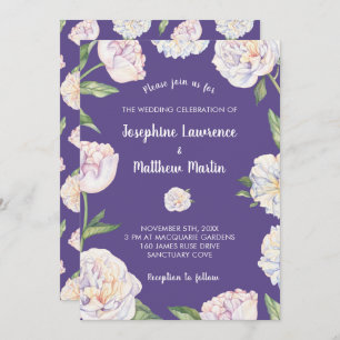 Peony Floral Violet Puple Wedding Invitations