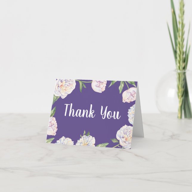 Peony Floral Violet violet violetMerci Carte (Devant)